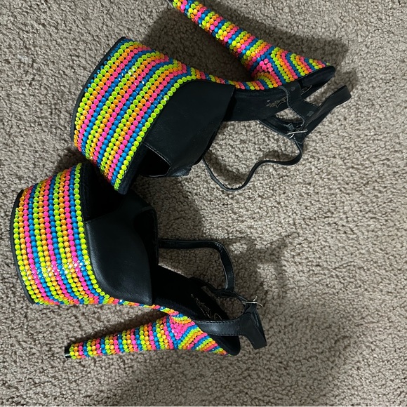 Pleaser Multicolor Beaded Platform Heels stripper heels - Picture 9 of 11